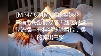 [MP4/ 674M] 颜值姐妹花！幸福老哥激情双飞！翘起屁股轮流操，开档丝袜骑乘位，操的流出白浆